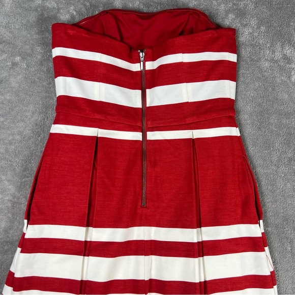 Anthropologie Dress Womens 4 Maeve Red Mita Strapeless Fit Flare Nautical Classy - Picture 2 of 13
